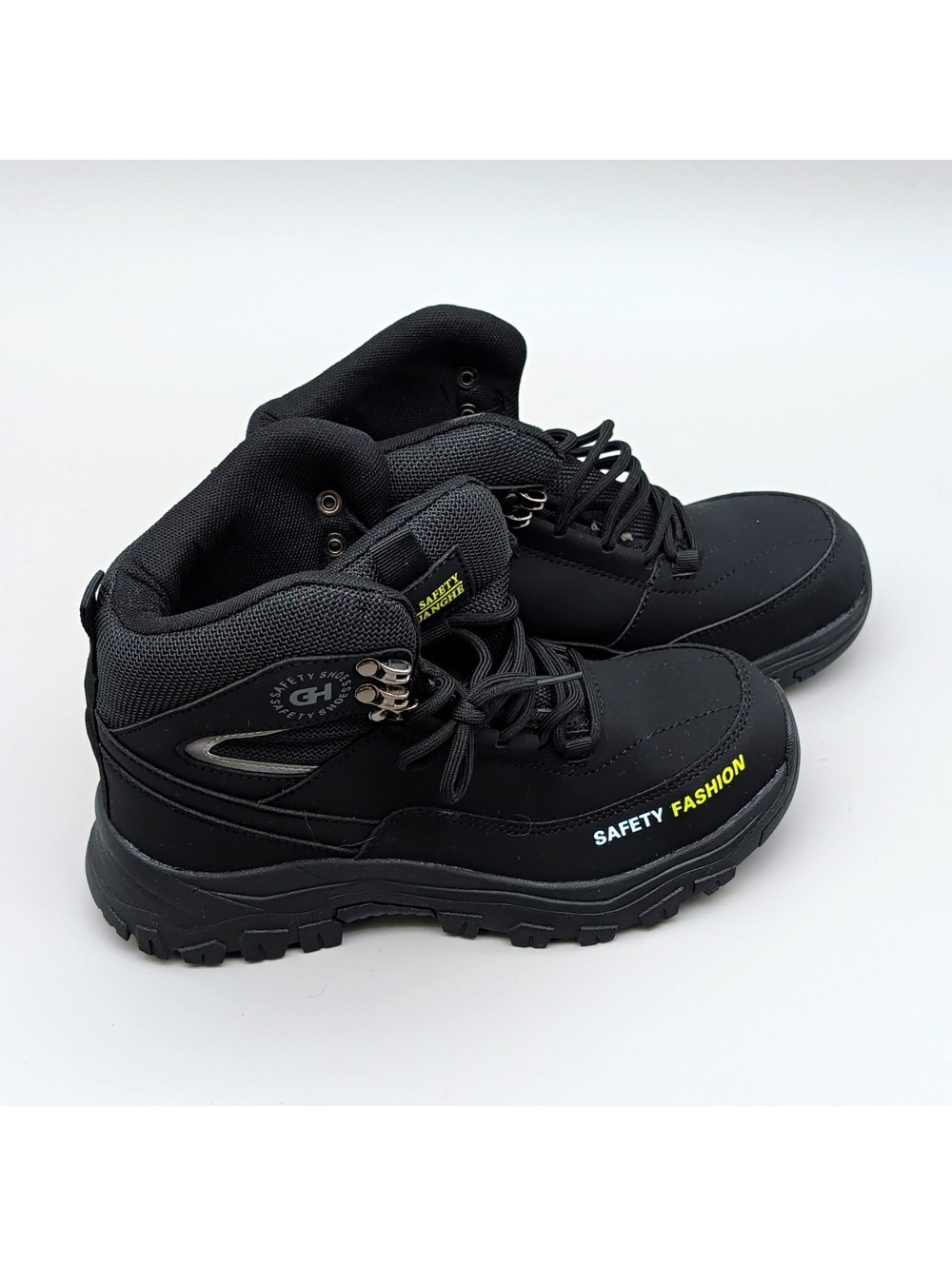 GUANGHE Non Slip Steel Toe Safety Shoes Black Lace-Up Work Boots  Size US 5.5
